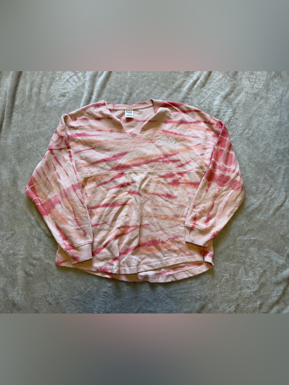 PINK Victoria's Secret Pink & Cream Tie-Dye Pullover Sweatshirt